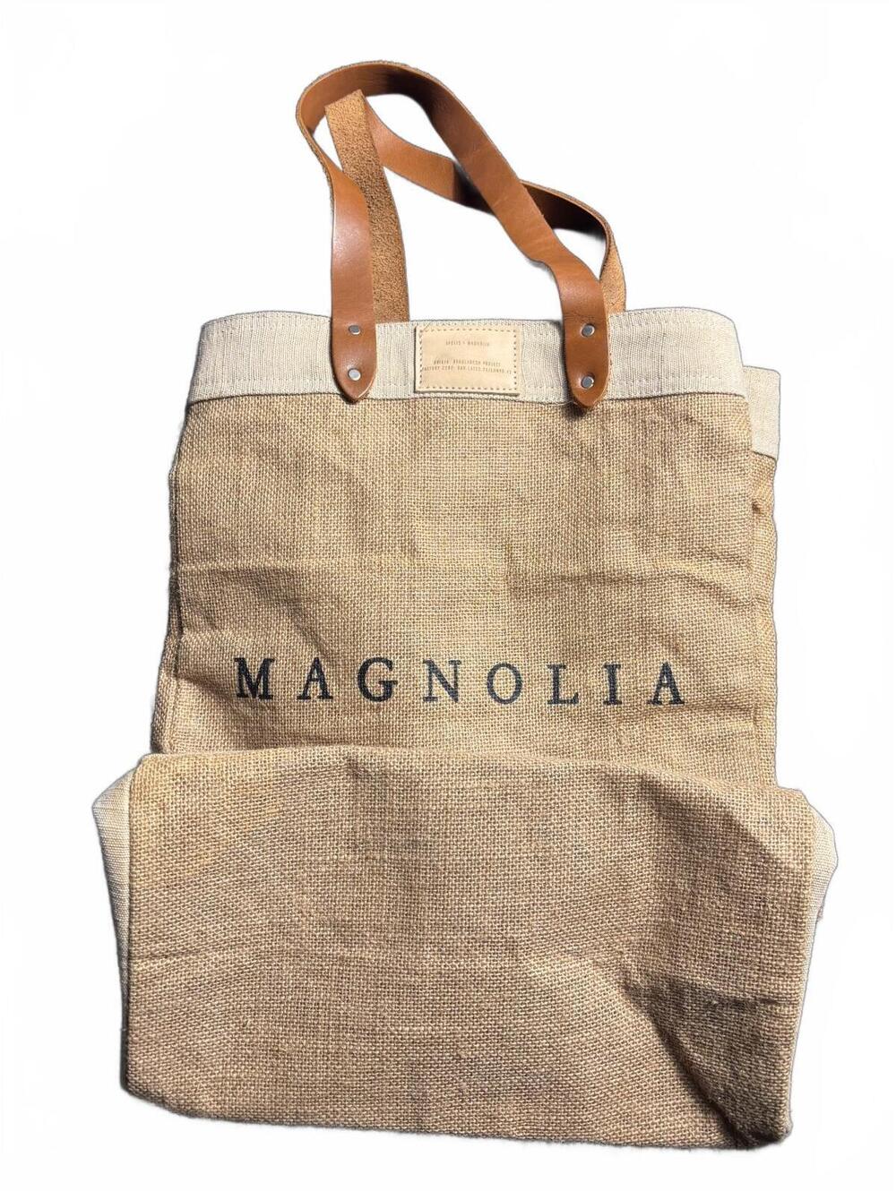 Magnolia Jute Market Tote Bag with Leather Handles - Picture 5 of 10
